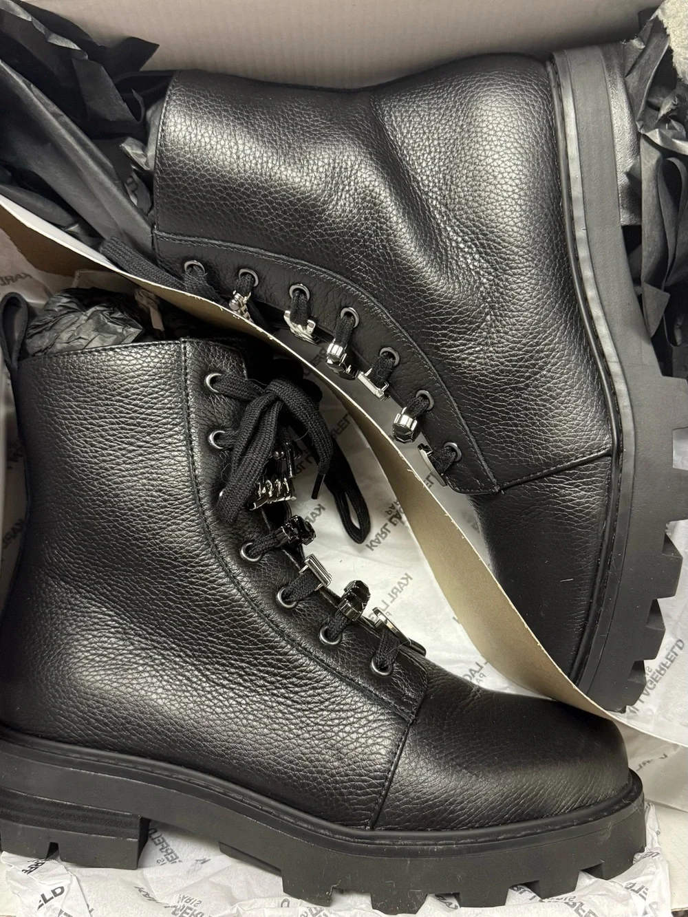 Karl Lagerfield Mela Combat Boot - Black - Size7
